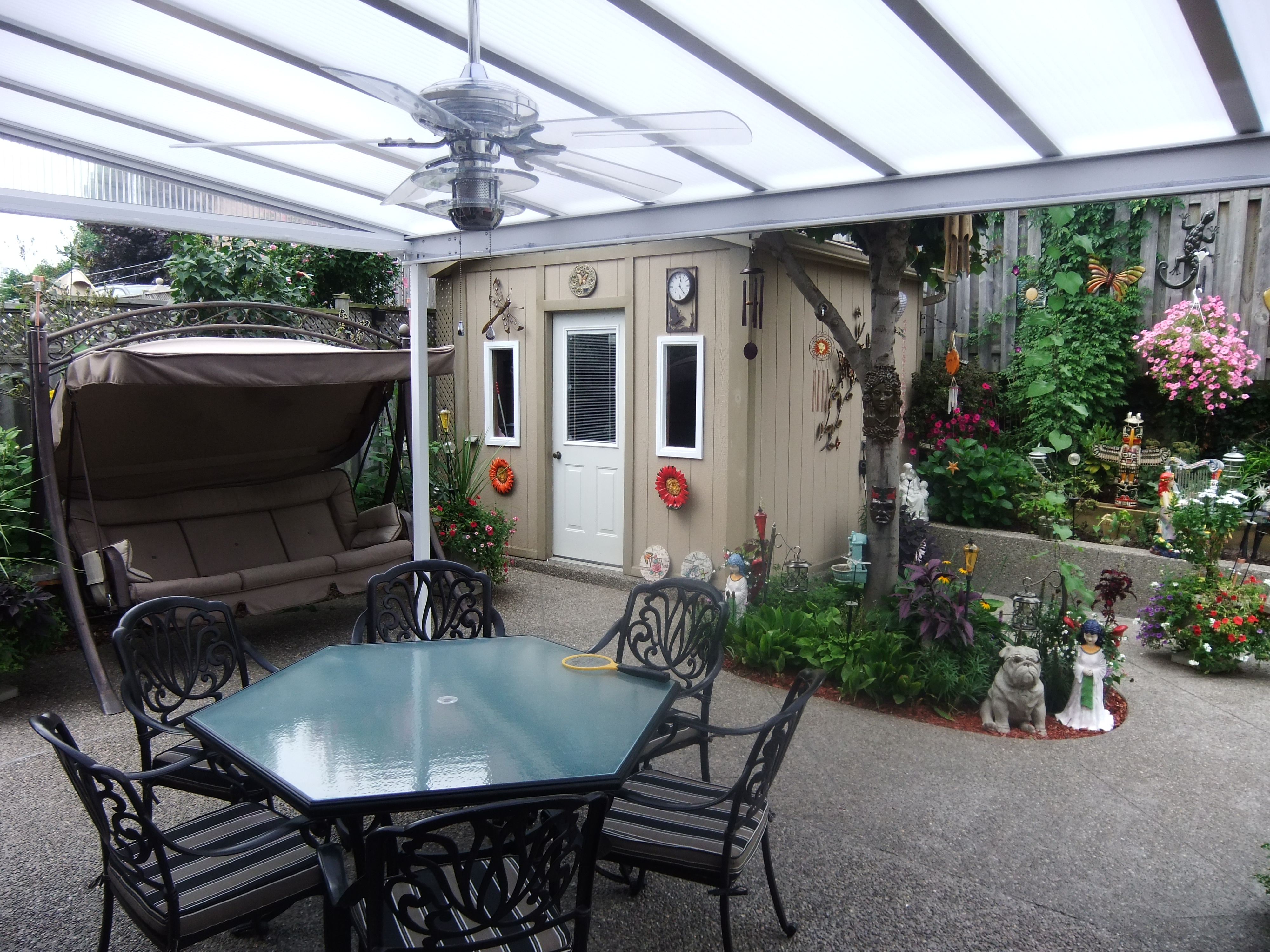light shining through clear patio roof